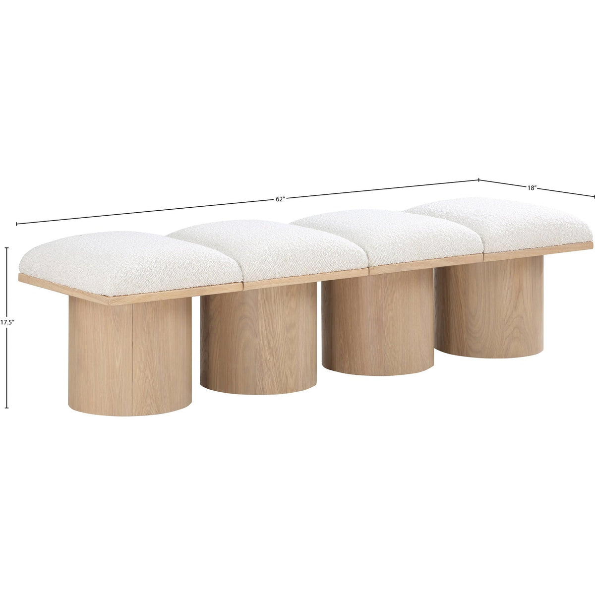 Pavilion Cream Boucle Fabric Upholstered 4 Piece Modular Bench