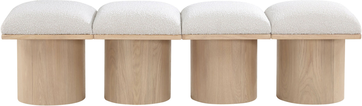 Pavilion Cream Boucle Fabric Upholstered 4 Piece Modular Bench