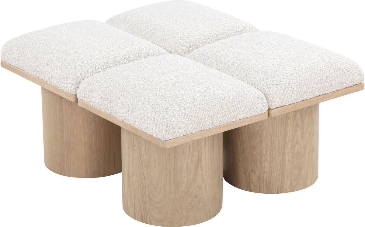 Pavilion Cream Boucle Fabric Upholstered 4 Piece Modular Bench