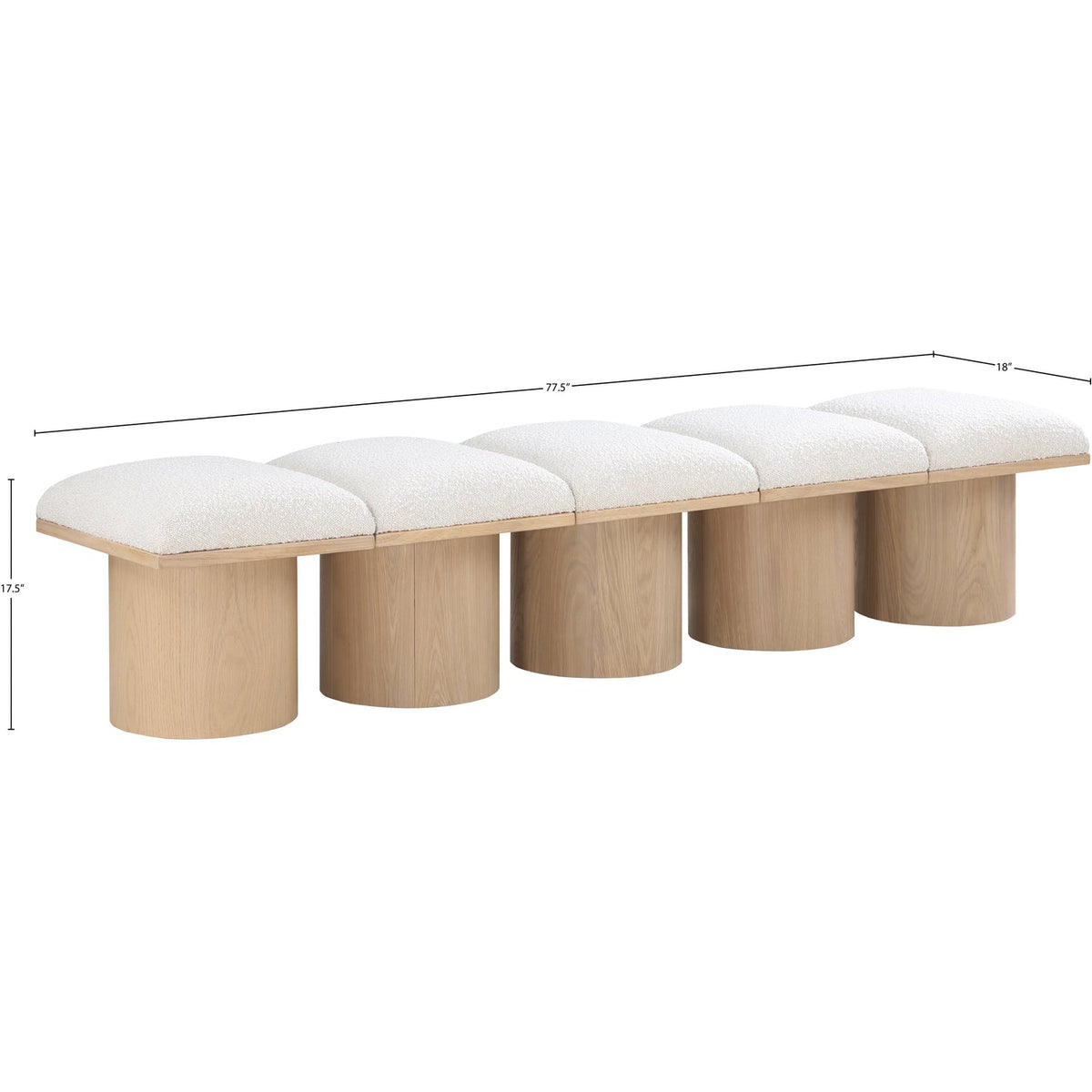 Pavilion Cream Boucle Fabric Upholstered 5 Piece Modular Bench