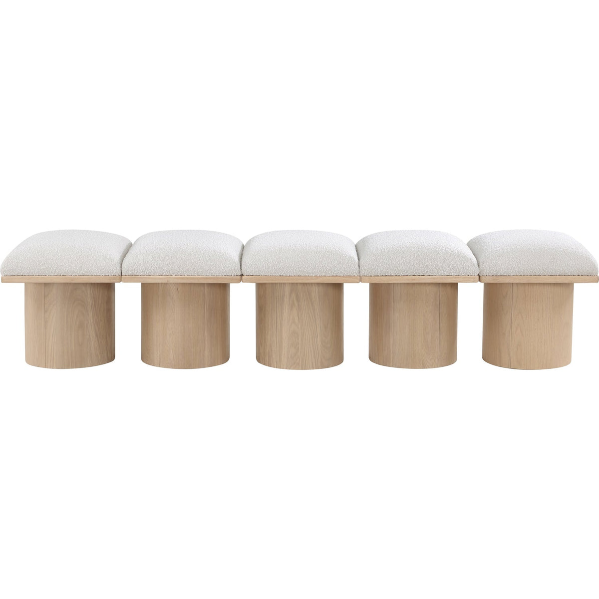 Pavilion Cream Boucle Fabric Upholstered 5 Piece Modular Bench