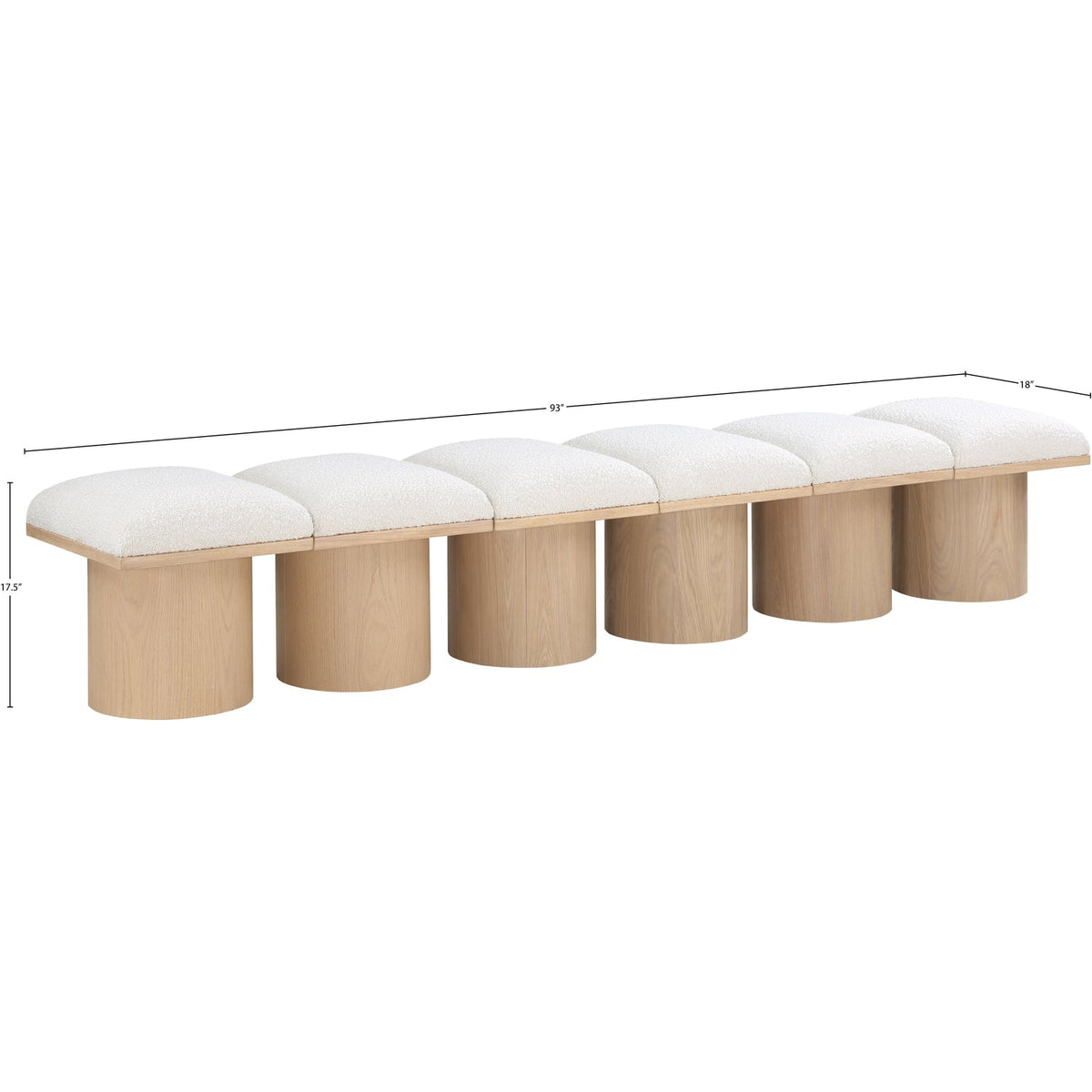 Pavilion Cream Boucle Fabric Upholstered 6 Piece Modular Bench