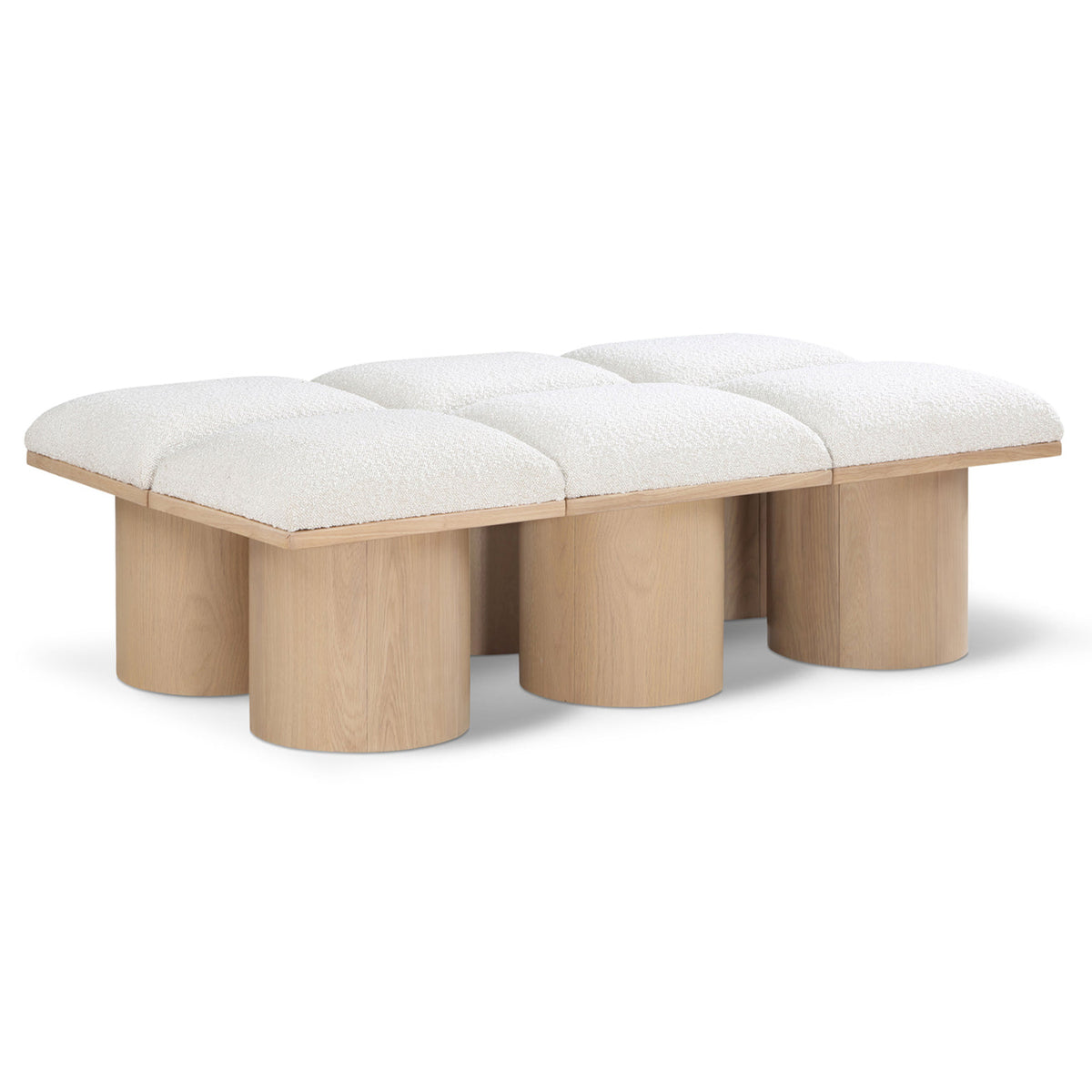 Pavilion Cream Boucle Fabric Upholstered 6 Piece Modular Bench