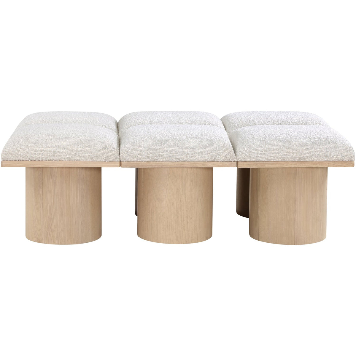 Pavilion Cream Boucle Fabric Upholstered 6 Piece Modular Bench