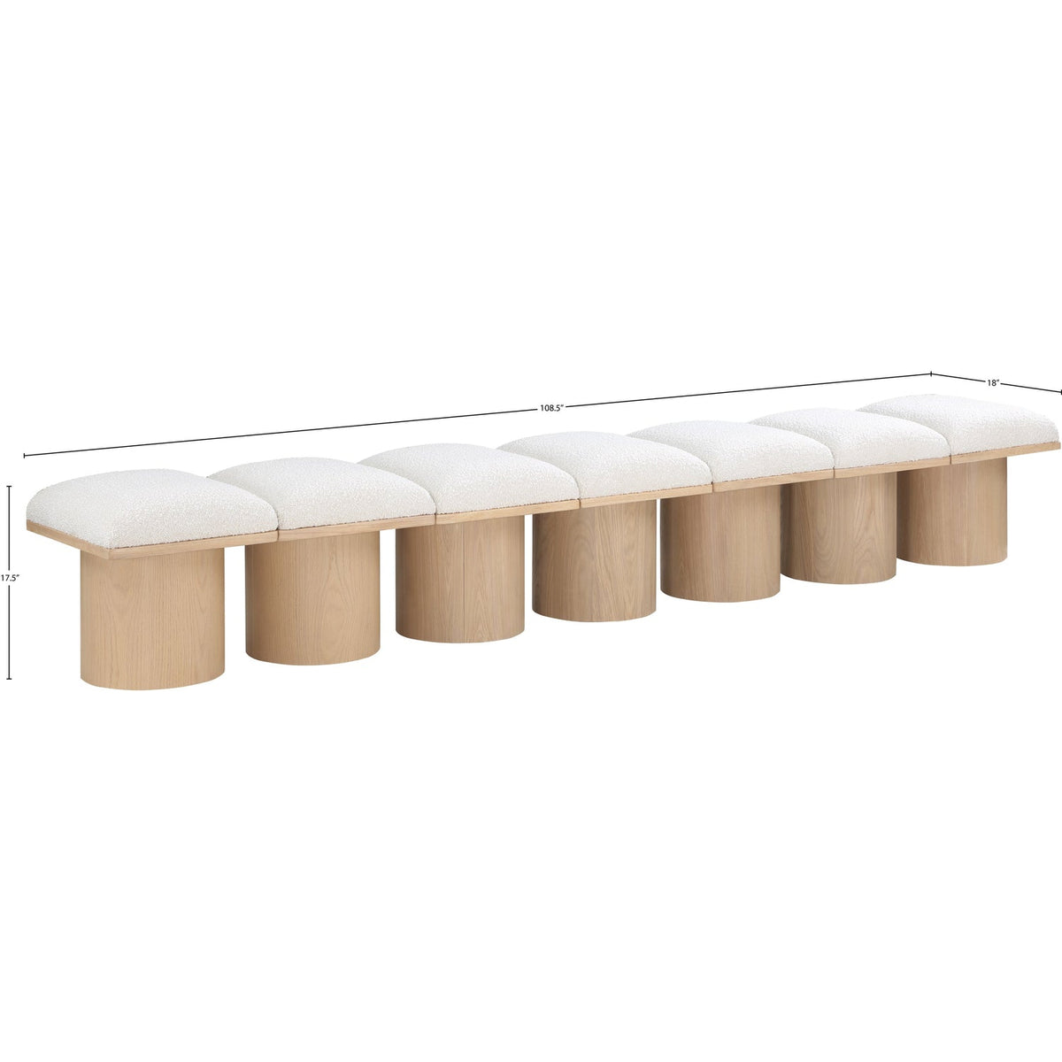 Pavilion Cream Boucle Fabric Upholstered 7 Piece Modular Bench