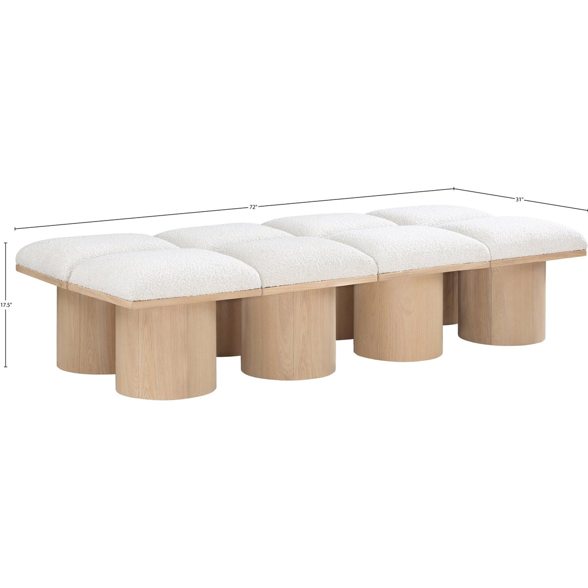 Pavilion Cream Boucle Fabric Upholstered 8 Piece Modular Bench