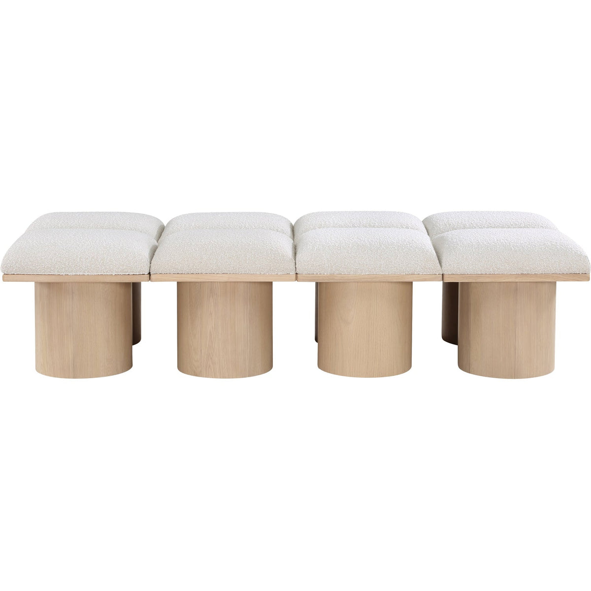 Pavilion Cream Boucle Fabric Upholstered 8 Piece Modular Bench