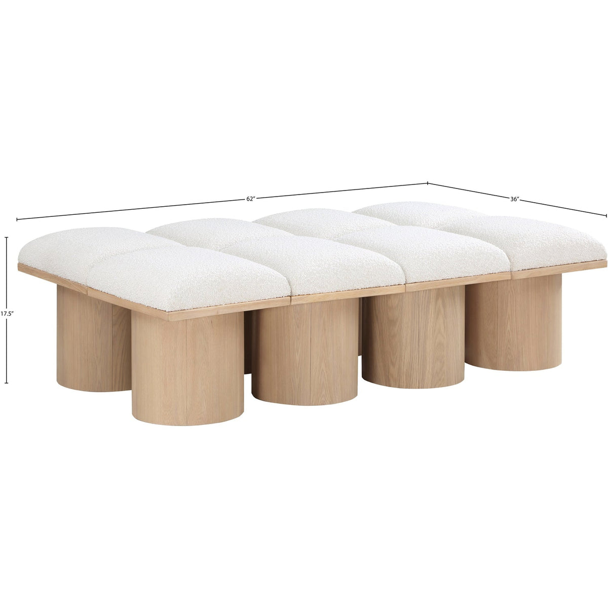 Pavilion Cream Boucle Fabric Upholstered 8 Piece Modular Bench