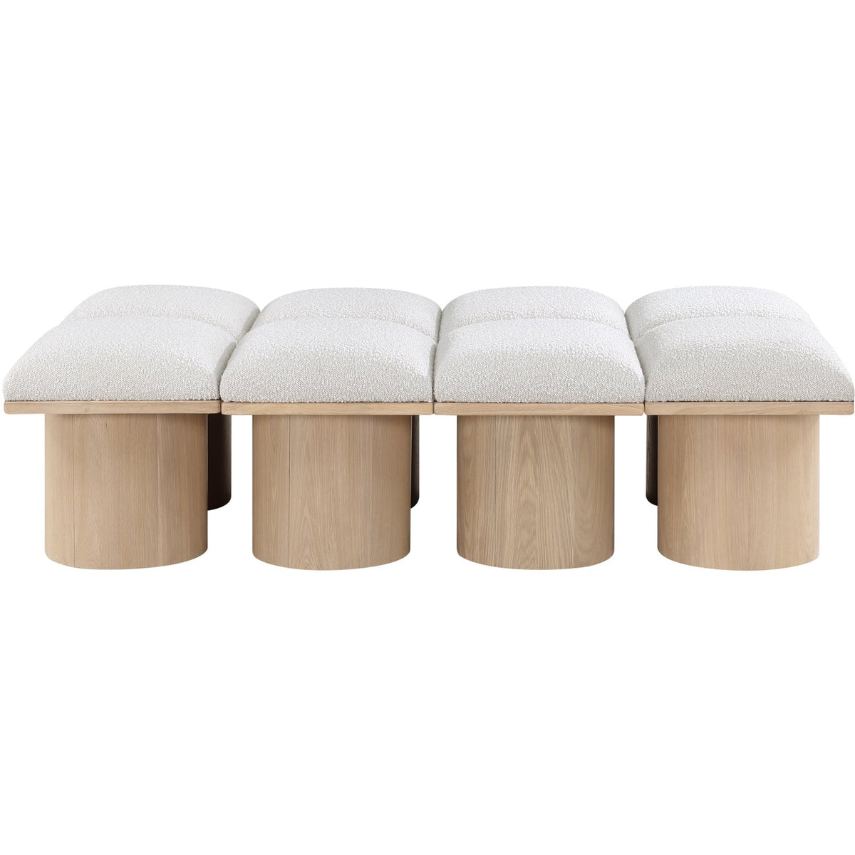 Pavilion Cream Boucle Fabric Upholstered 8 Piece Modular Bench