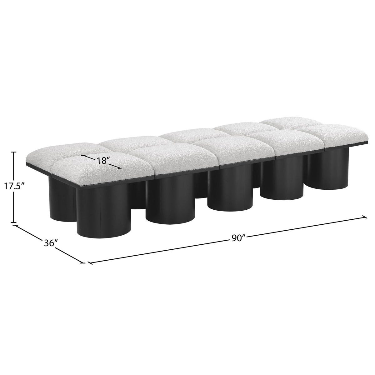 Pavilion Cream Boucle Fabric Upholstered 10 Piece Modular Bench