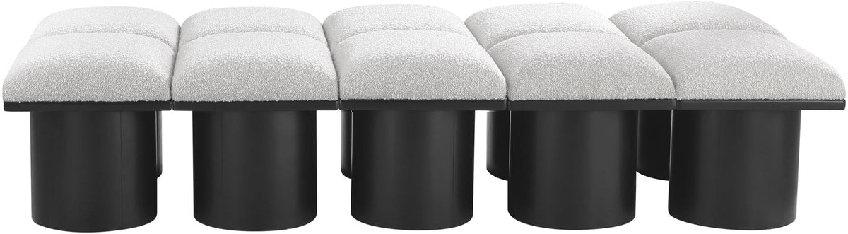Pavilion Cream Boucle Fabric Upholstered 10 Piece Modular Bench