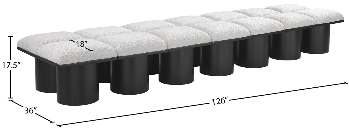 Pavilion Cream Boucle Fabric Upholstered 14 Piece Modular Bench