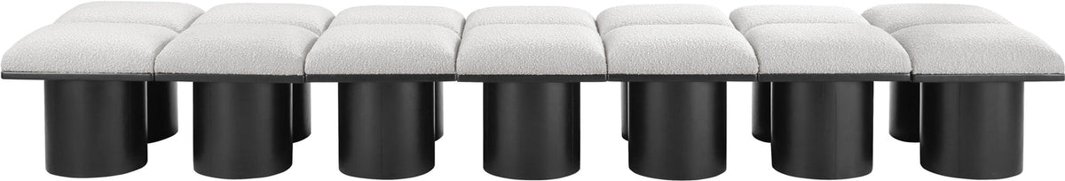 Pavilion Cream Boucle Fabric Upholstered 14 Piece Modular Bench