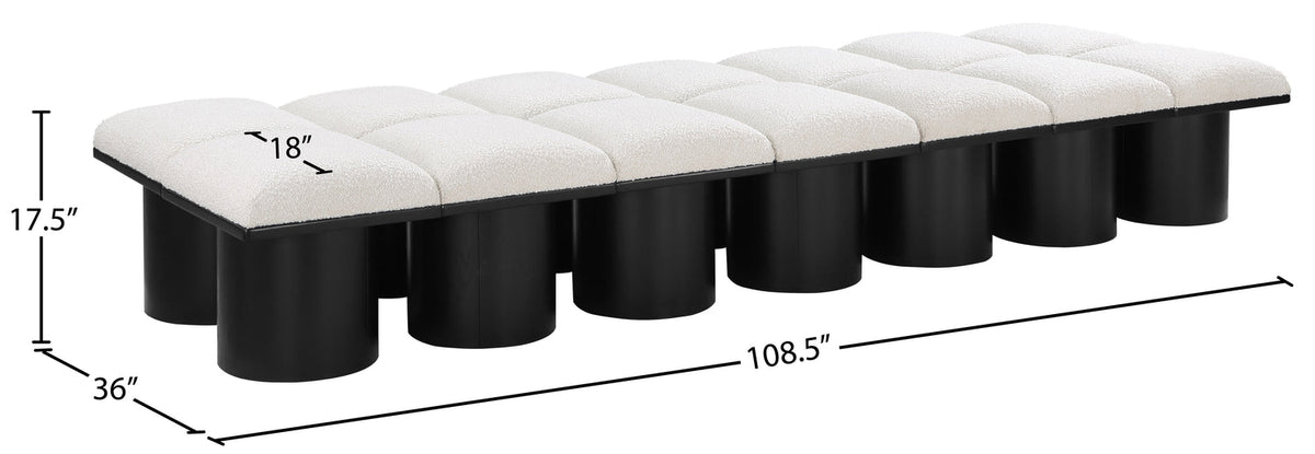 Pavilion Cream Boucle Fabric Upholstered 14 Piece Modular Bench