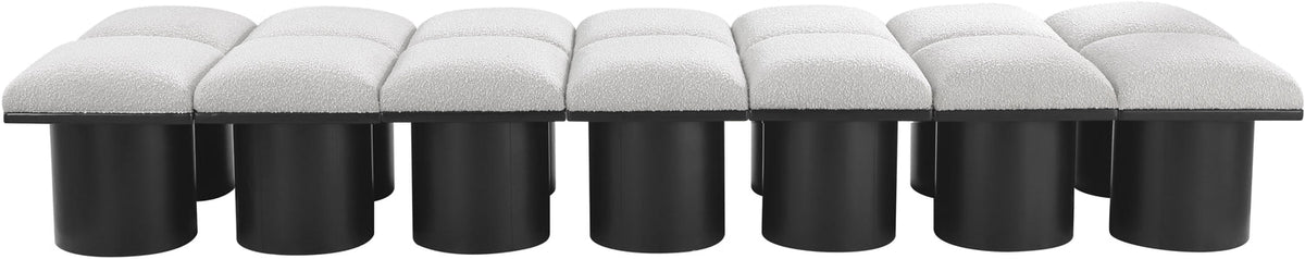 Pavilion Cream Boucle Fabric Upholstered 14 Piece Modular Bench