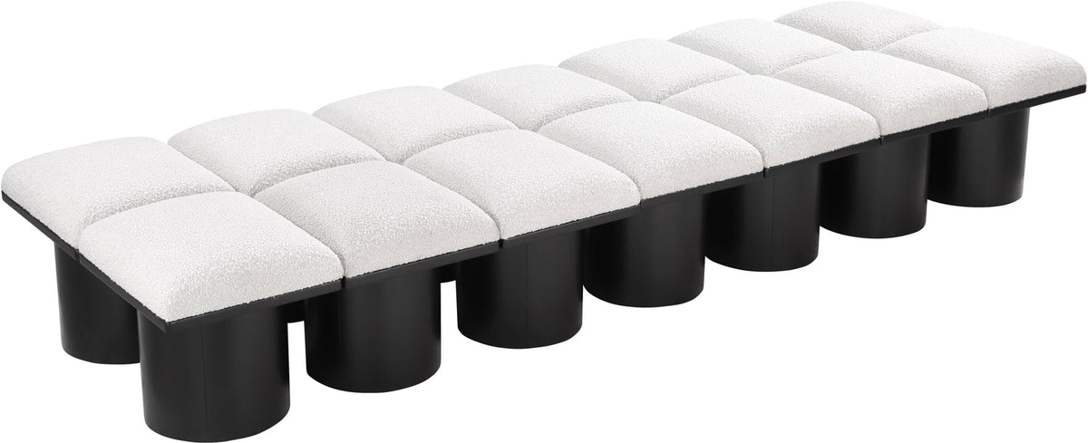 Pavilion Cream Boucle Fabric Upholstered 14 Piece Modular Bench