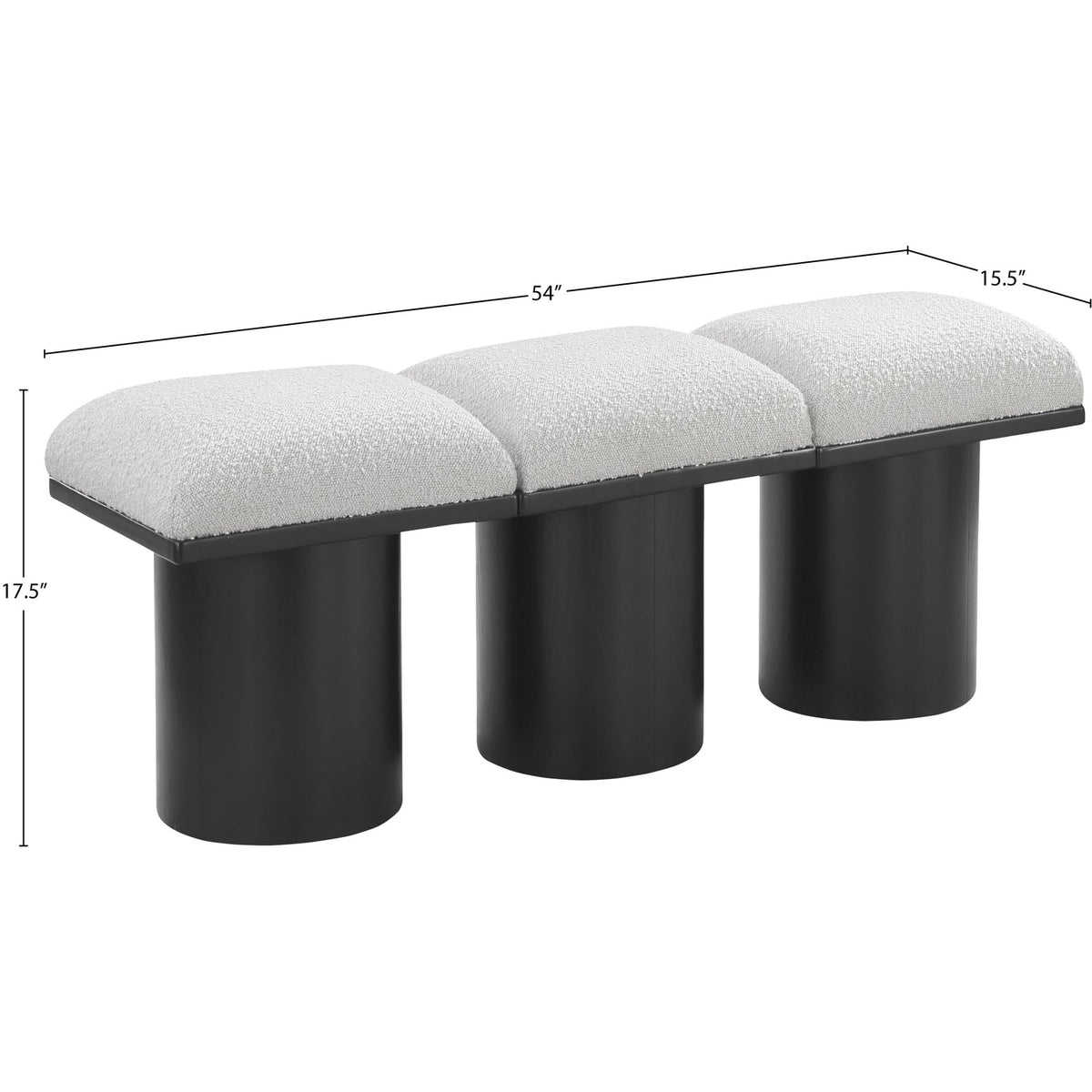 Pavilion Cream Boucle Fabric Upholstered 3 Piece Modular Bench