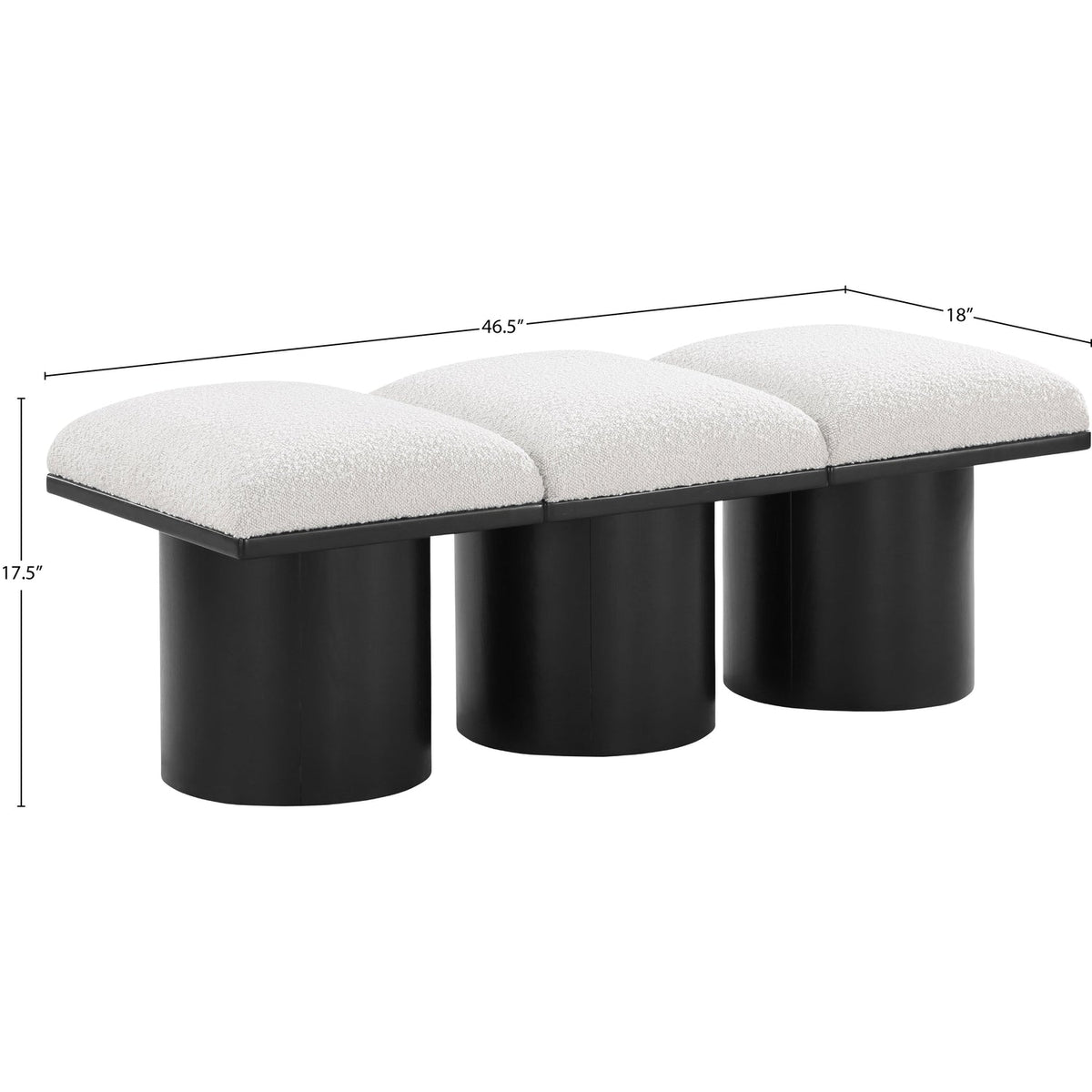Pavilion Cream Boucle Fabric Upholstered 3 Piece Modular Bench