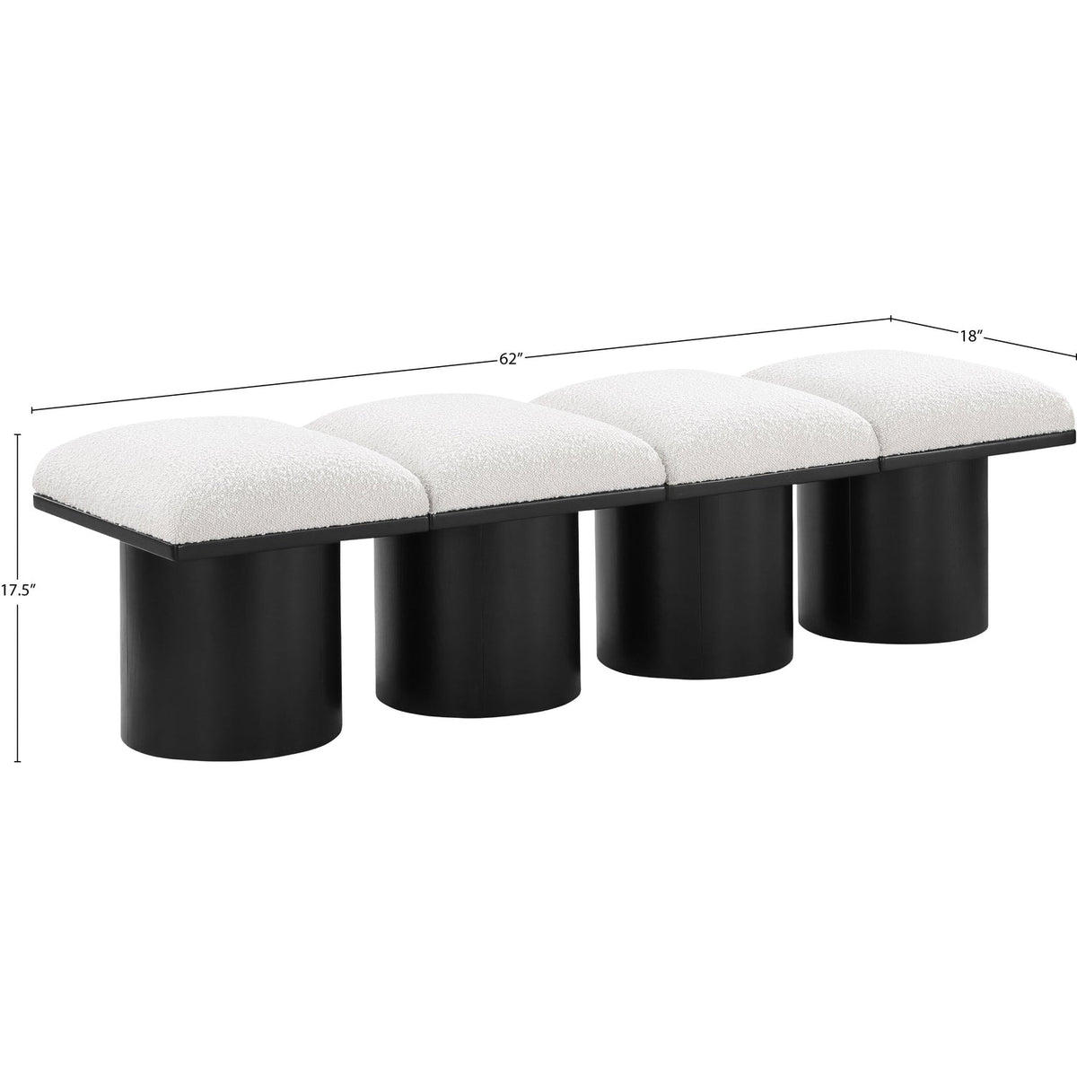 Pavilion Cream Boucle Fabric Upholstered 4 Piece Modular Bench