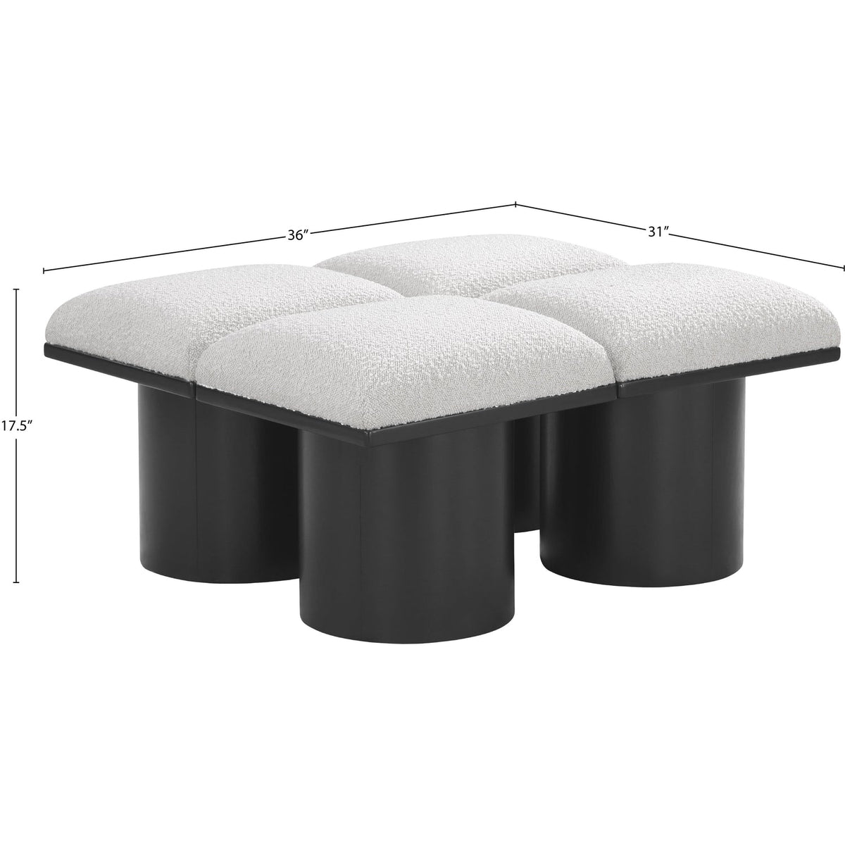 Pavilion Cream Boucle Fabric Upholstered 4 Piece Modular Bench
