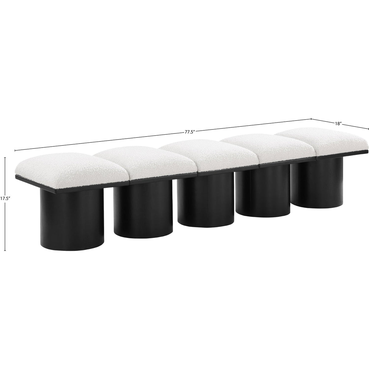 Pavilion Cream Boucle Fabric Upholstered 5 Piece Modular Bench