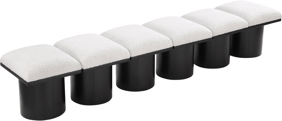 Pavilion Cream Boucle Fabric Upholstered 6 Piece Modular Bench