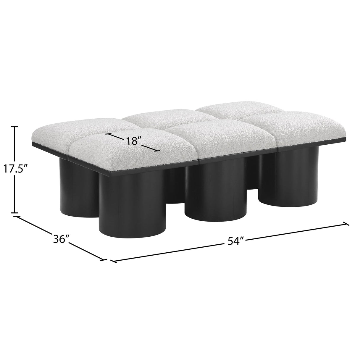 Pavilion Cream Boucle Fabric Upholstered 6 Piece Modular Bench