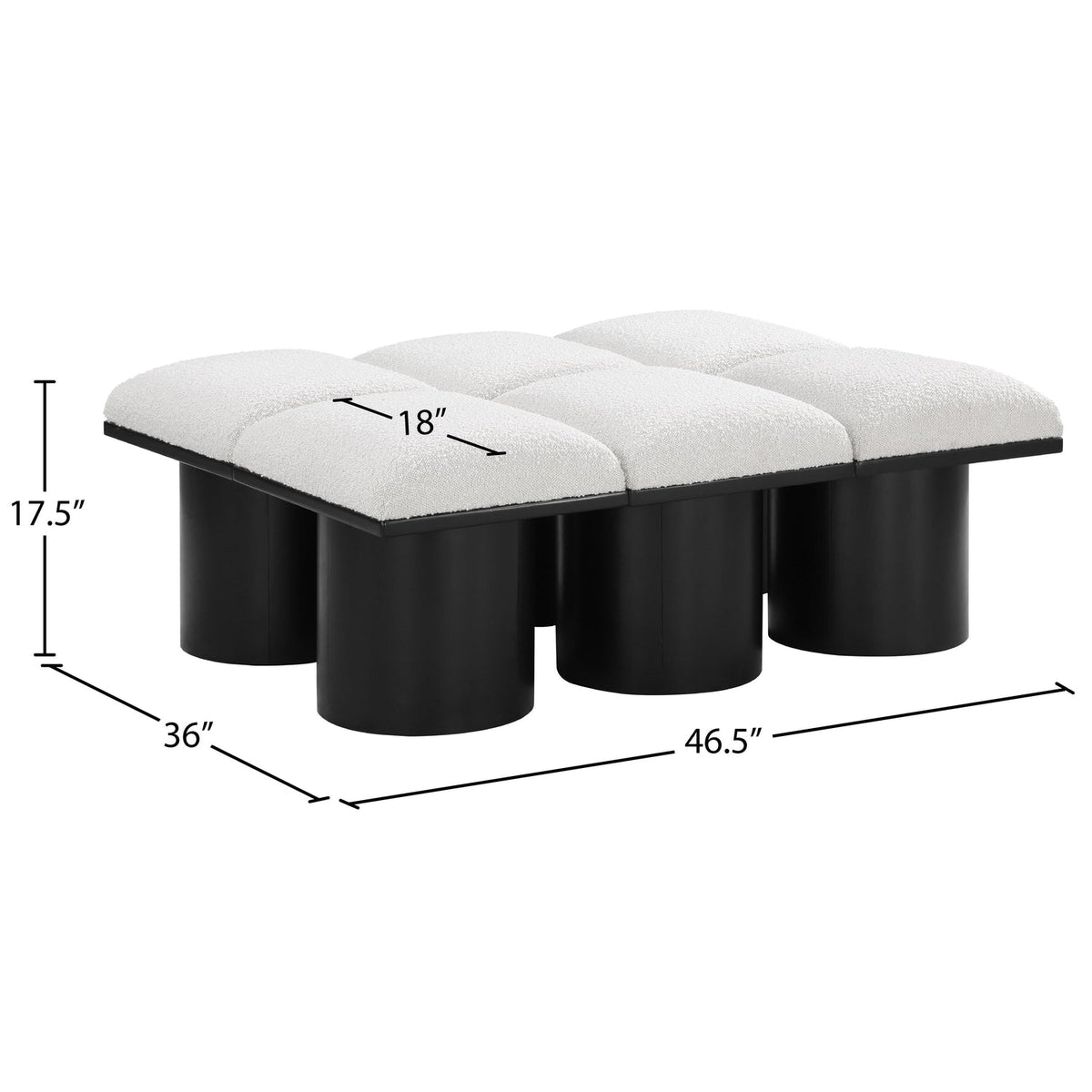 Pavilion Cream Boucle Fabric Upholstered 6 Piece Modular Bench