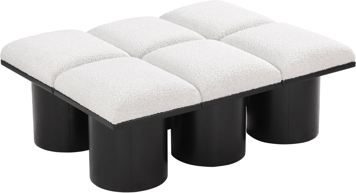 Pavilion Cream Boucle Fabric Upholstered 6 Piece Modular Bench