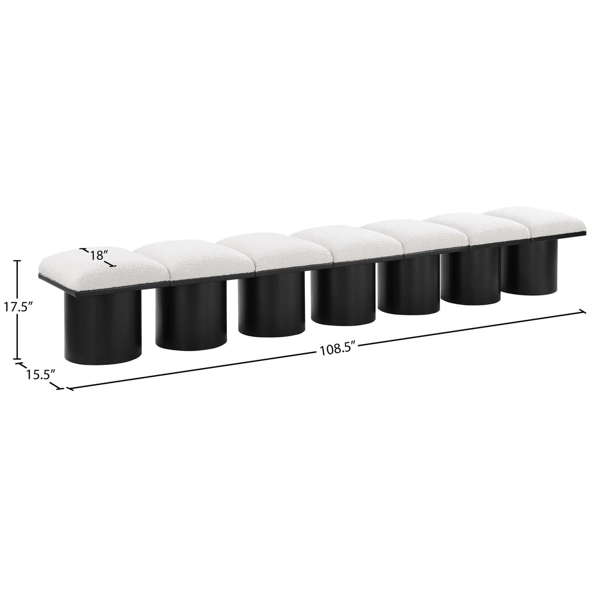 Pavilion Cream Boucle Fabric Upholstered 7 Piece Modular Bench