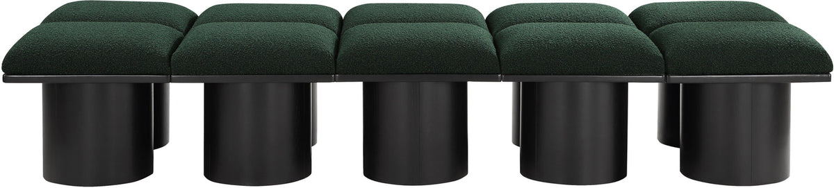 Pavilion Green Boucle Fabric Upholstered 10 Piece Modular Bench