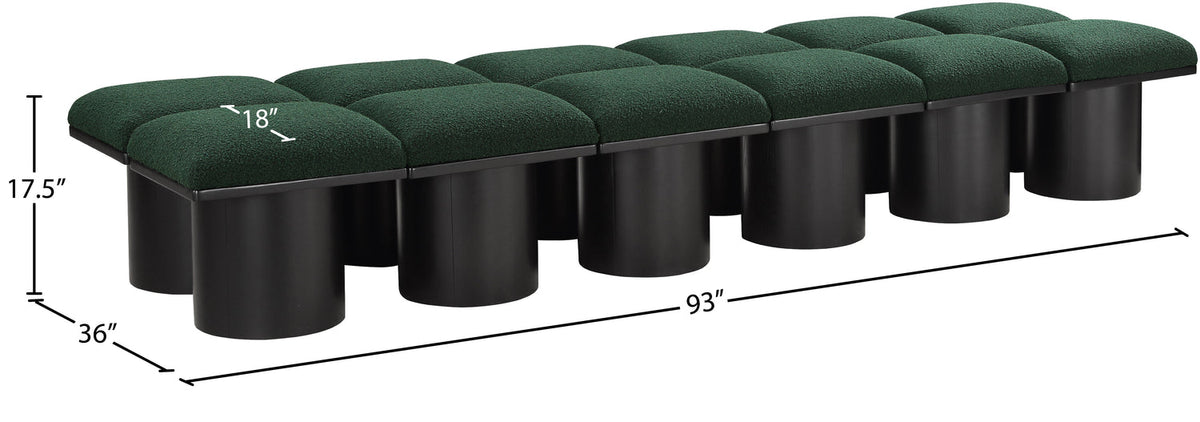 Pavilion Green Boucle Fabric Upholstered 12 Piece Modular Bench
