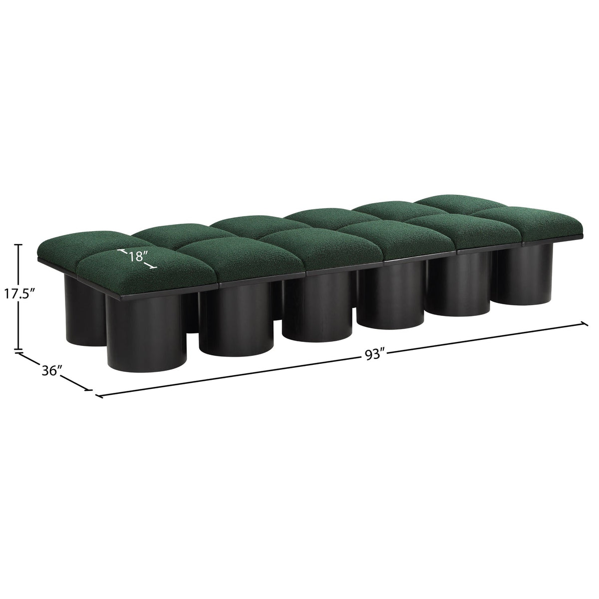 Pavilion Green Boucle Fabric Upholstered 12 Piece Modular Bench