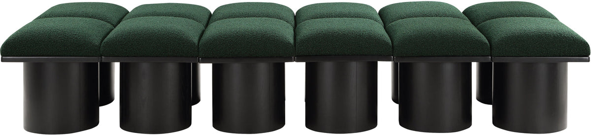Pavilion Green Boucle Fabric Upholstered 12 Piece Modular Bench