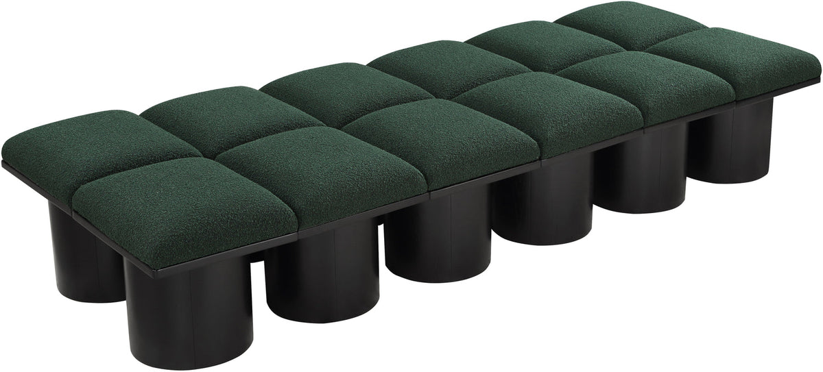 Pavilion Green Boucle Fabric Upholstered 12 Piece Modular Bench