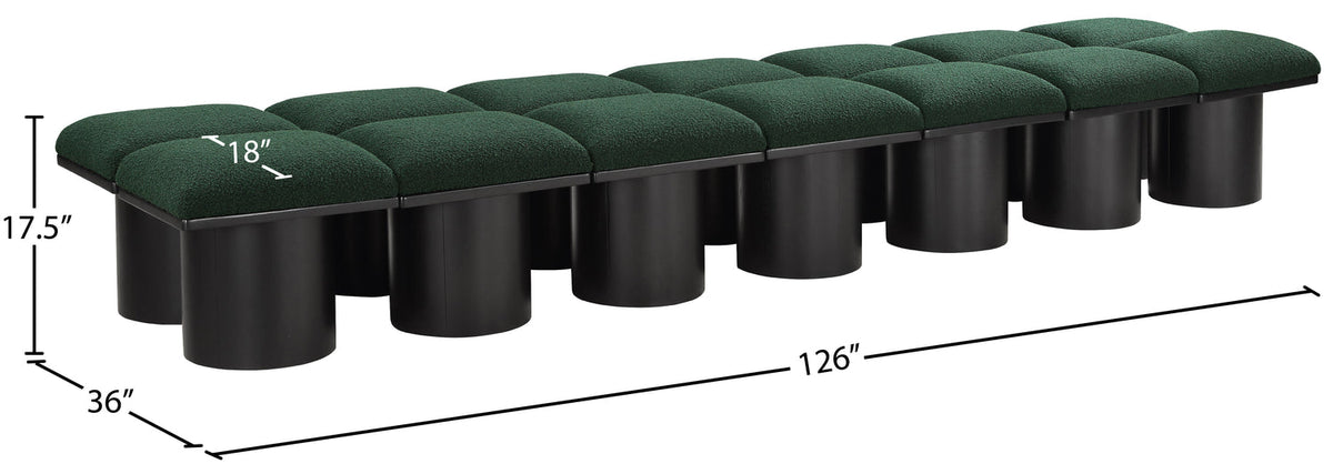 Pavilion Green Boucle Fabric Upholstered 14 Piece Modular Bench