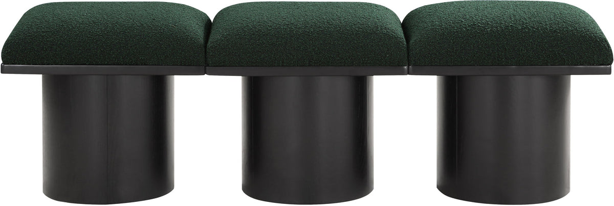 Pavilion Green Boucle Fabric Upholstered 3 Piece Modular Bench