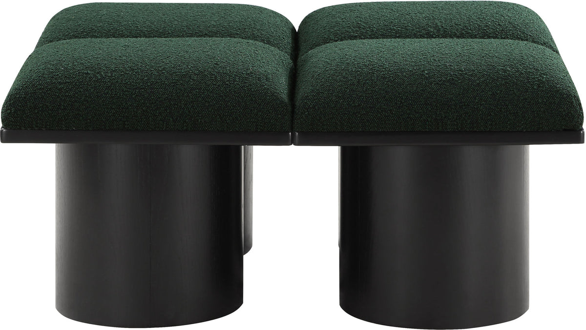 Pavilion Green Boucle Fabric Upholstered 4 Piece Modular Bench