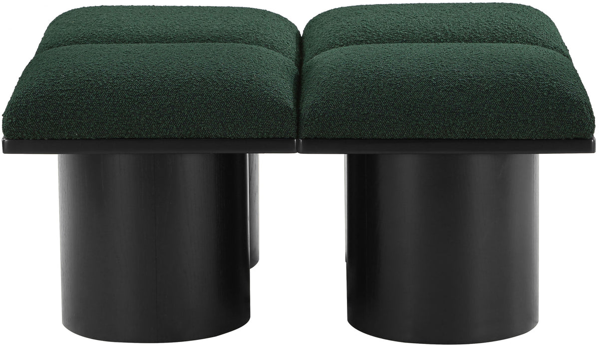 Pavilion Green Boucle Fabric Upholstered 4 Piece Modular Bench