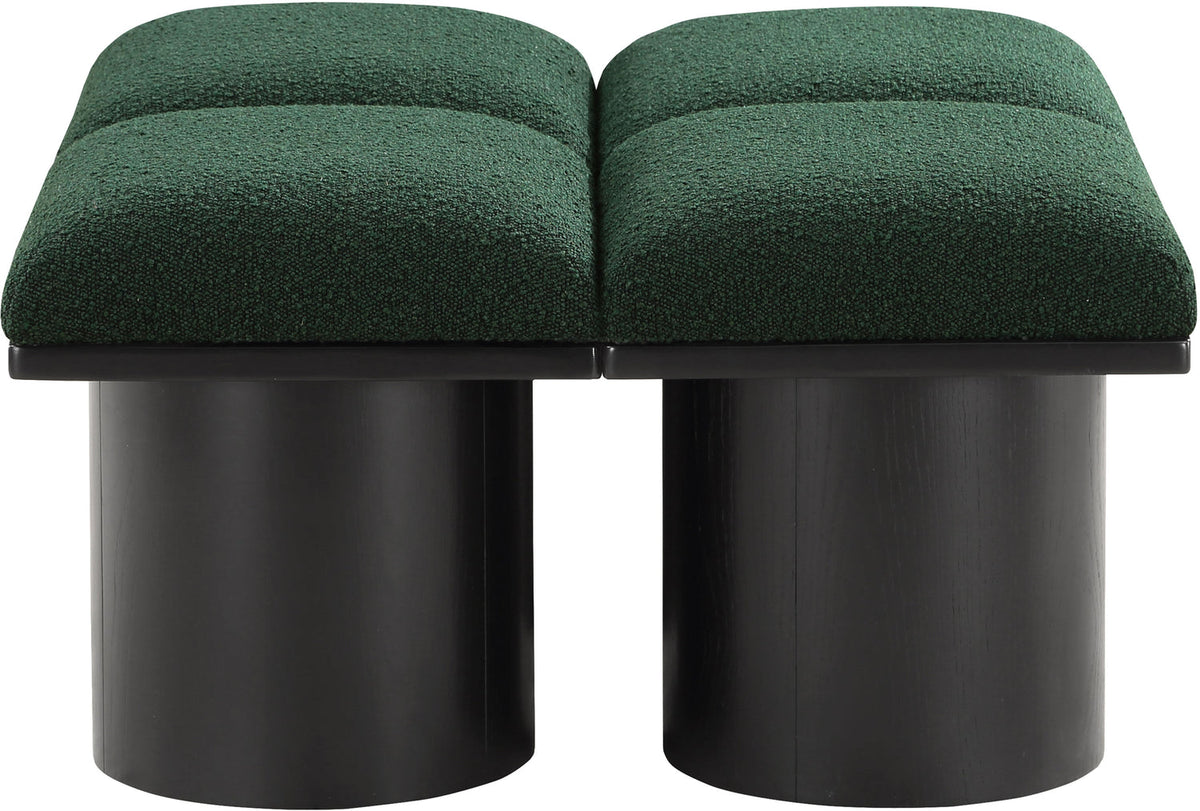 Pavilion Green Boucle Fabric Upholstered 4 Piece Modular Bench