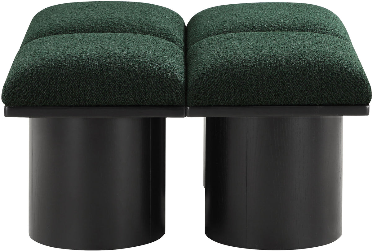 Pavilion Green Boucle Fabric Upholstered 4 Piece Modular Bench