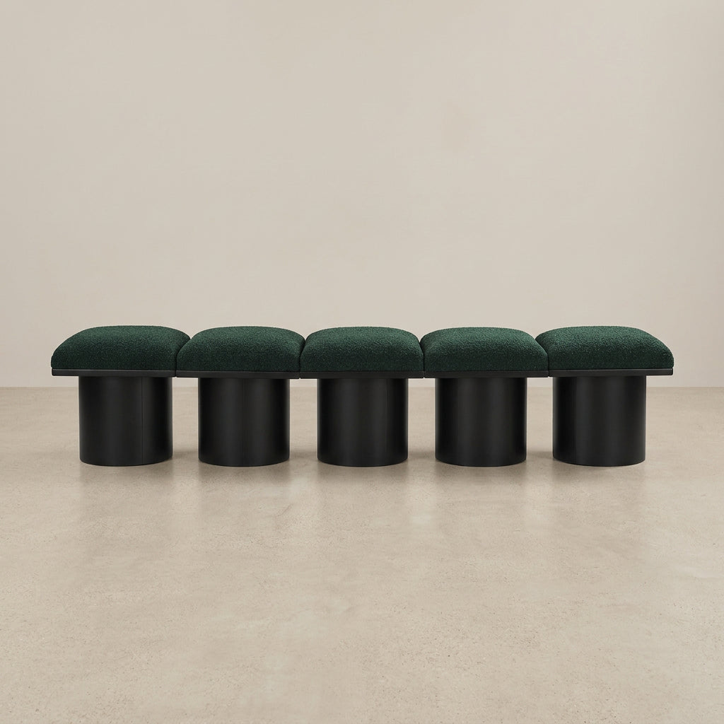 Pavilion Green Boucle Fabric Upholstered 5 Piece Modular Bench