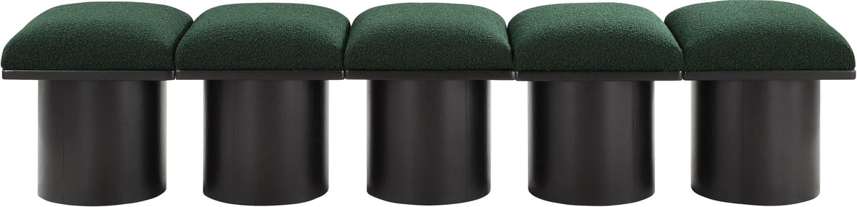 Pavilion Green Boucle Fabric Upholstered 5 Piece Modular Bench