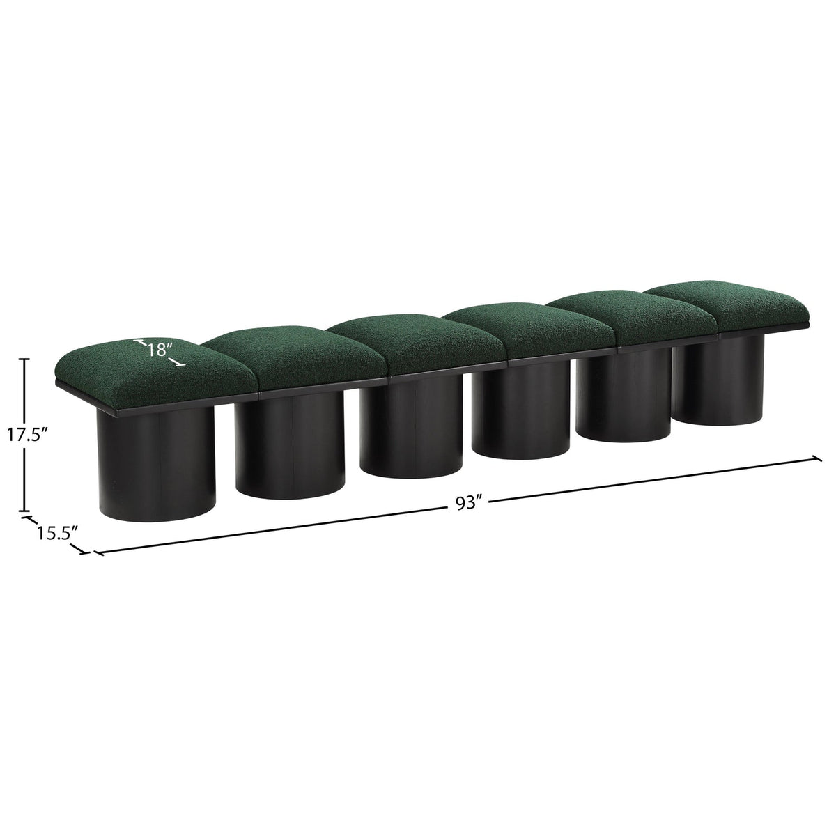 Pavilion Green Boucle Fabric Upholstered 6 Piece Modular Bench