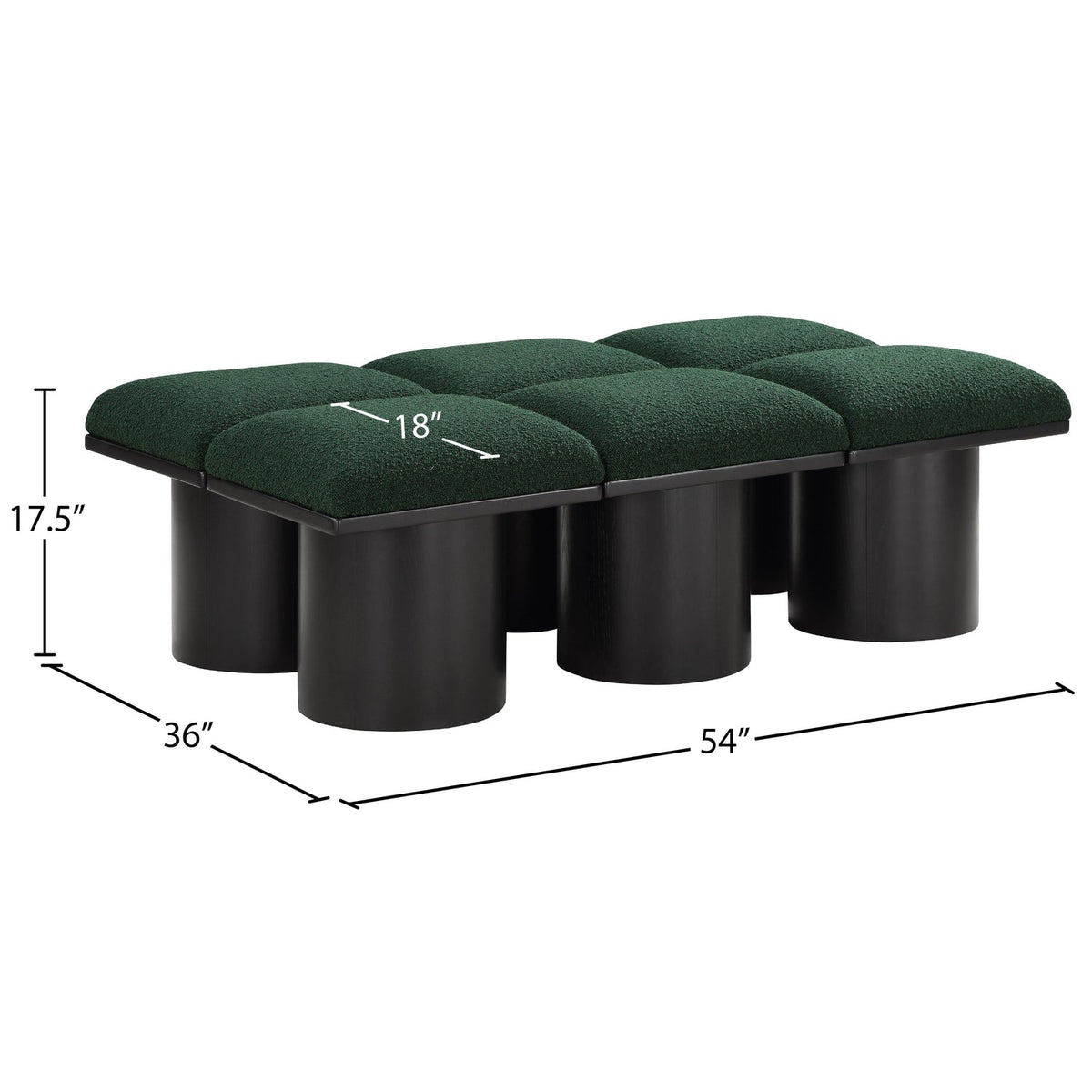 Pavilion Green Boucle Fabric Upholstered 6 Piece Modular Bench
