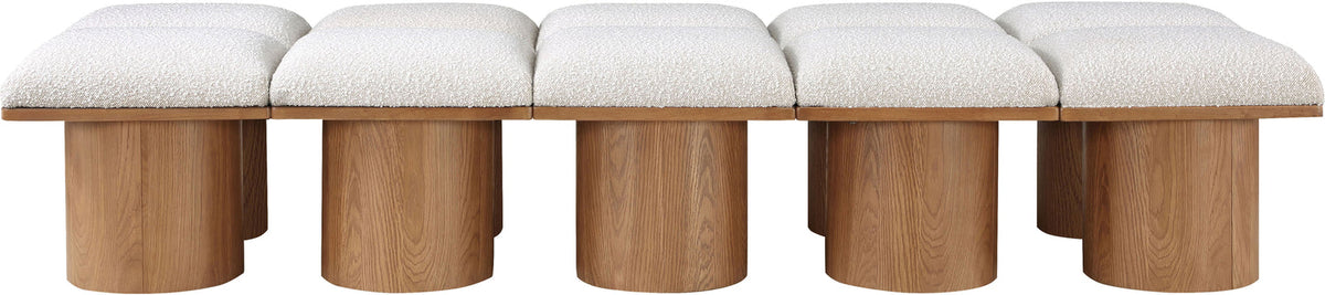 Pavilion Cream Boucle Fabric Upholstered 10 Piece Modular Bench