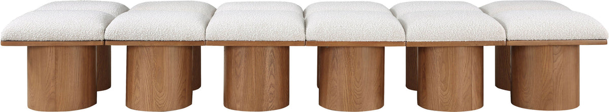 Pavilion Cream Boucle Fabric Upholstered 12 Piece Modular Bench