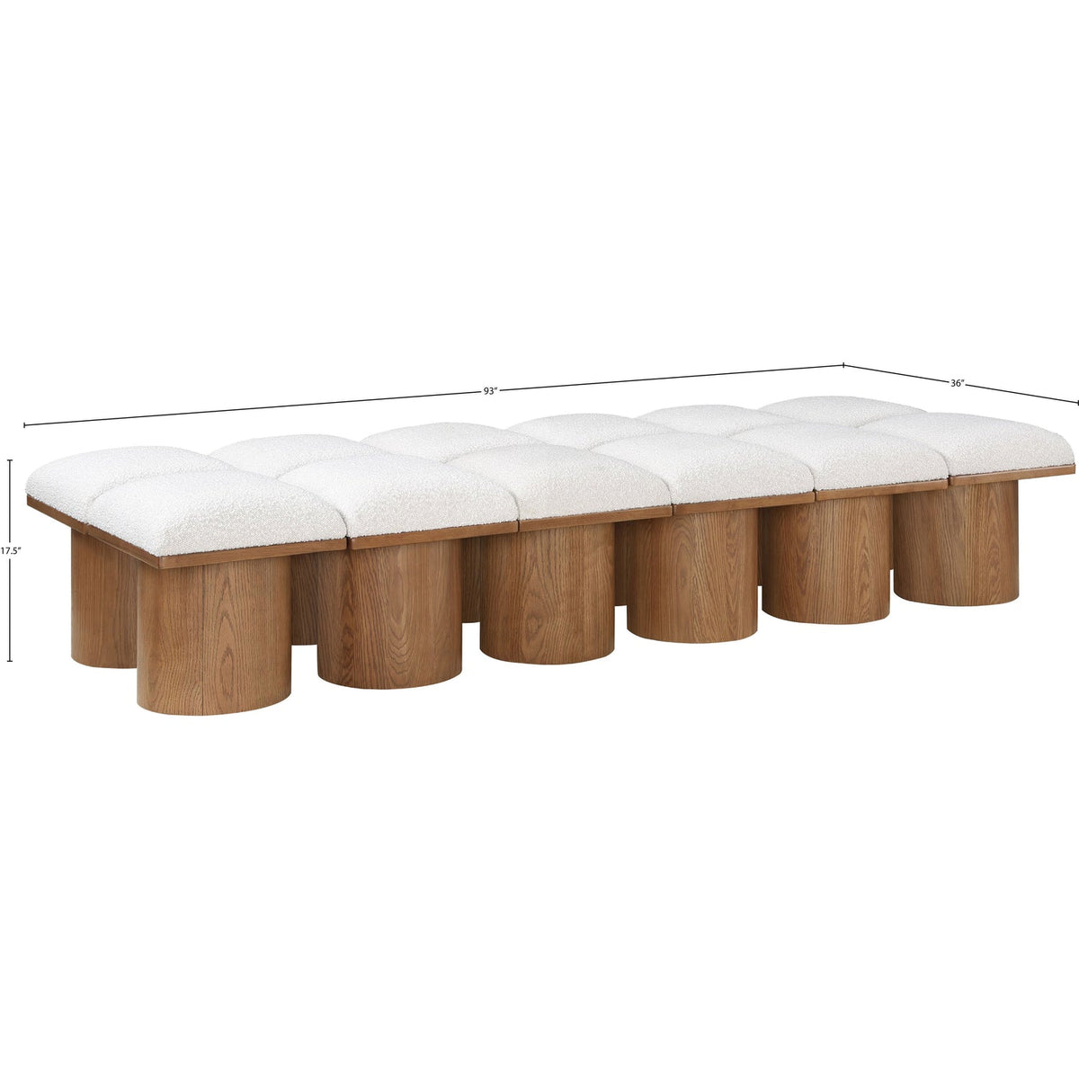 Pavilion Cream Boucle Fabric Upholstered 12 Piece Modular Bench