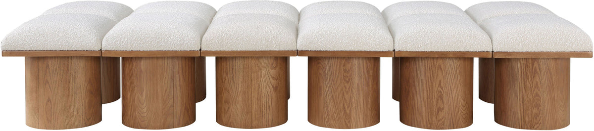 Pavilion Cream Boucle Fabric Upholstered 12 Piece Modular Bench