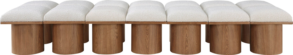 Pavilion Cream Boucle Fabric Upholstered 14 Piece Modular Bench